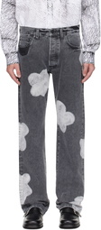 FORMA Gray Bleached Flower Jeans