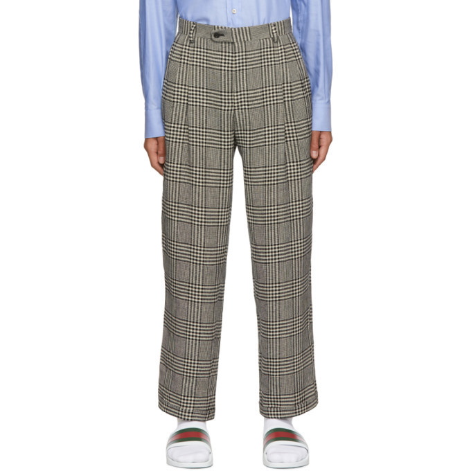 Photo: Gucci Black and Off-White Prince Of Wales Trousers