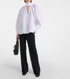 CO Scarf-detail cotton poplin blouse