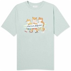 Maison Kitsuné Men's Surfing Foxes Comfort T-Shirt in Seafoam