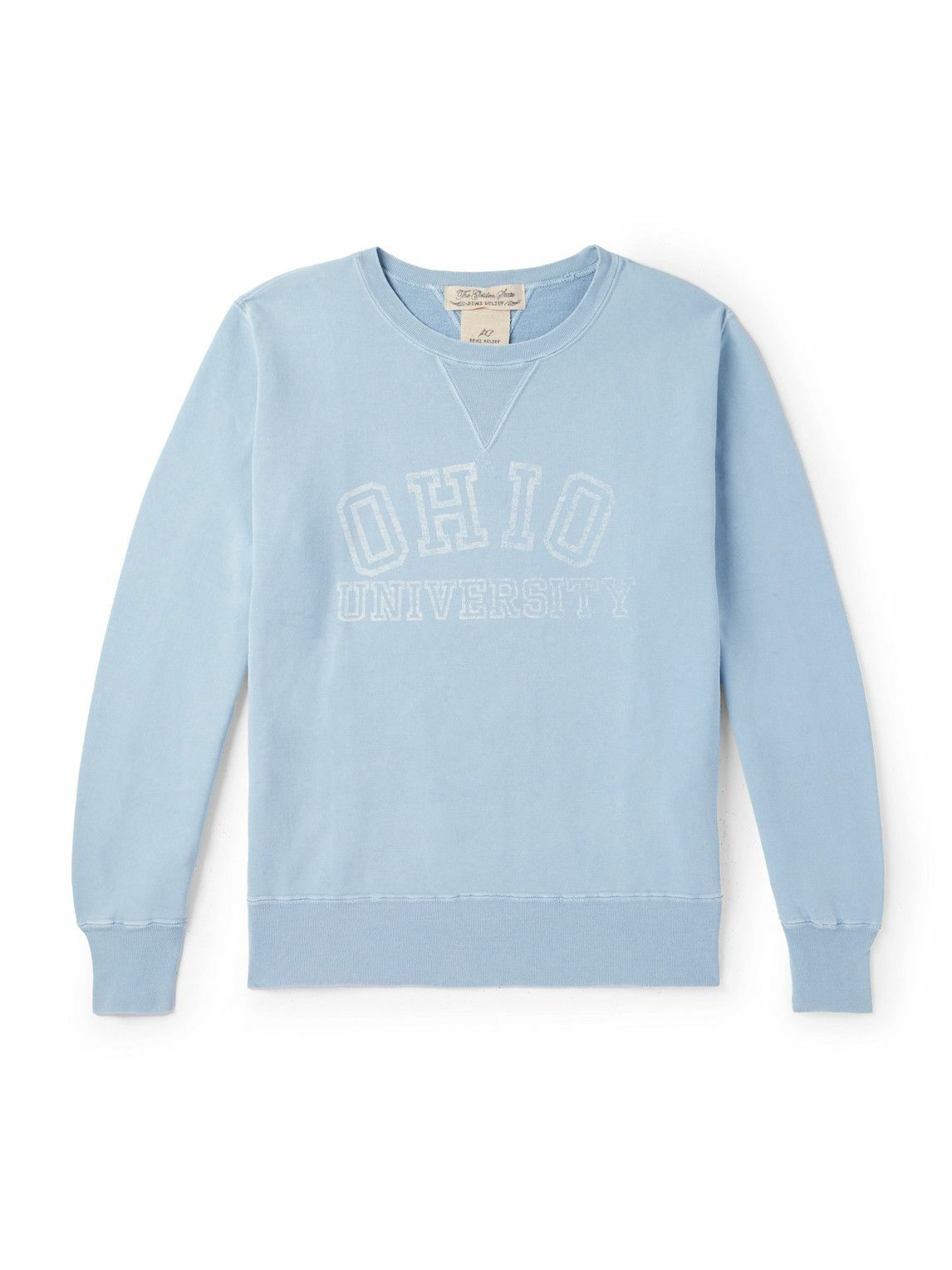 Remi Relief - Ohio Distressed Printed Cotton-Jersey Sweatshirt - Blue