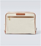 Brunello Cucinelli Leather-trimmed canvas toiletry bag