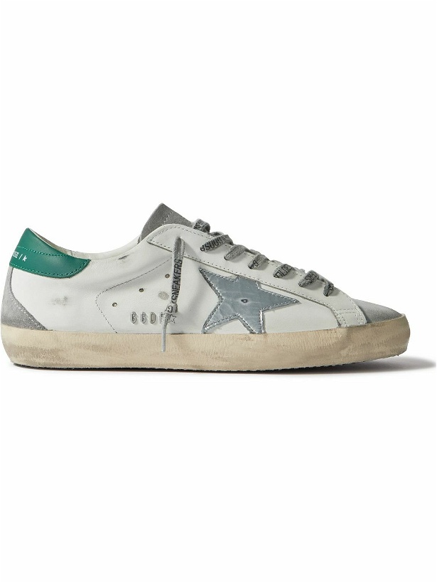 Photo: Golden Goose - Super-Star Distressed Suede-Trimmed Leather Sneakers - White