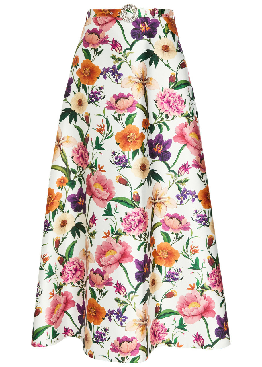 Borgo DE Nor Bellamy Floral-print Taffeta Maxi Skirt Multicoloured