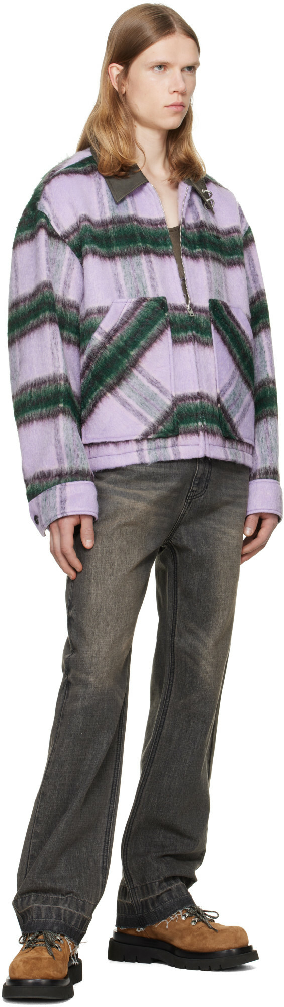 We11done Purple Check Pattern Jacket
