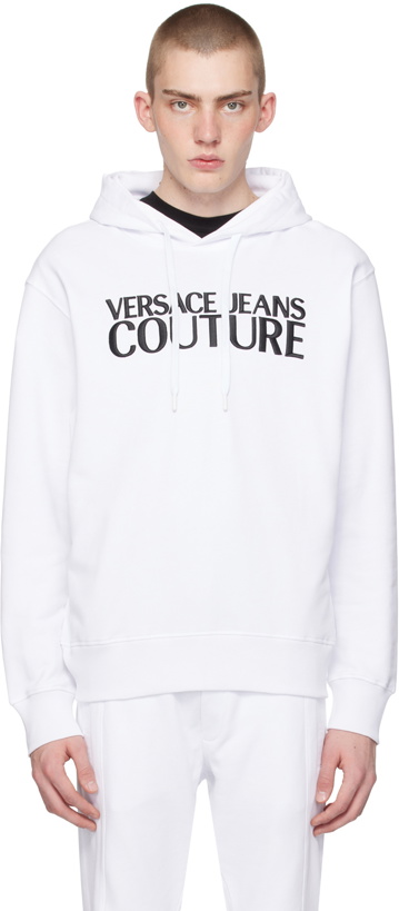 Photo: Versace Jeans Couture White Embroidered Hoodie