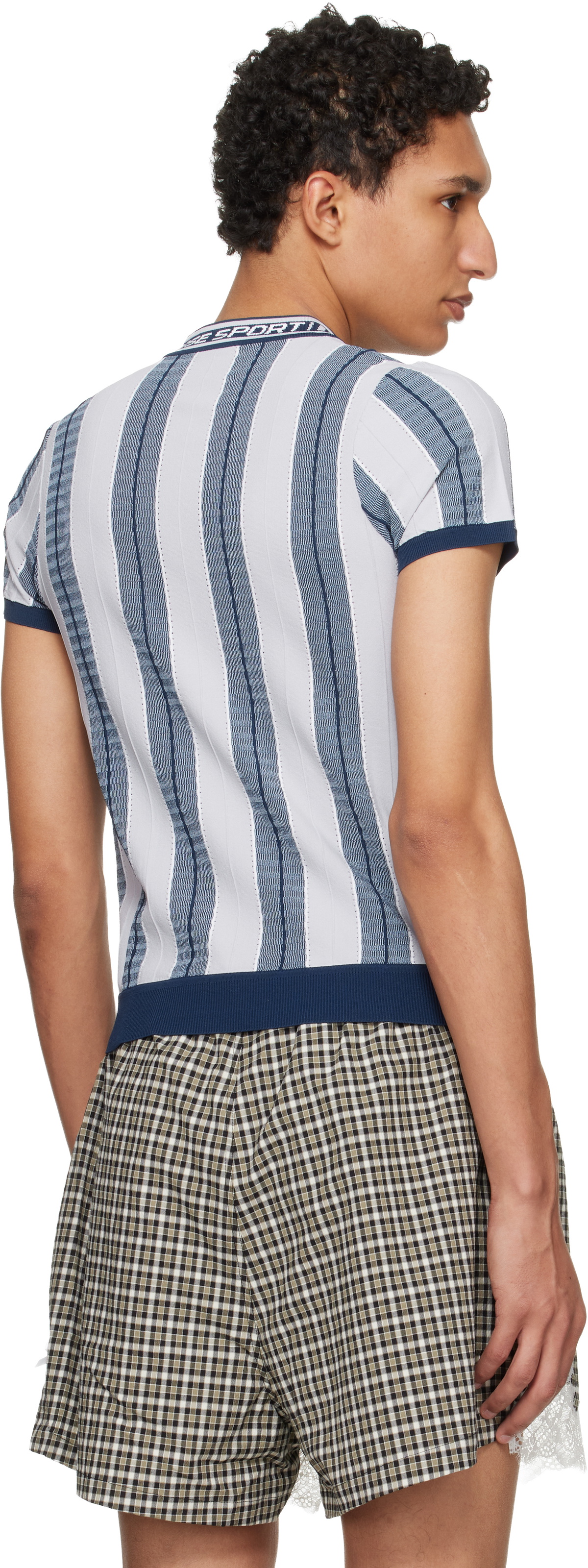 Martine Rose Blue Logo Tight T-shirt