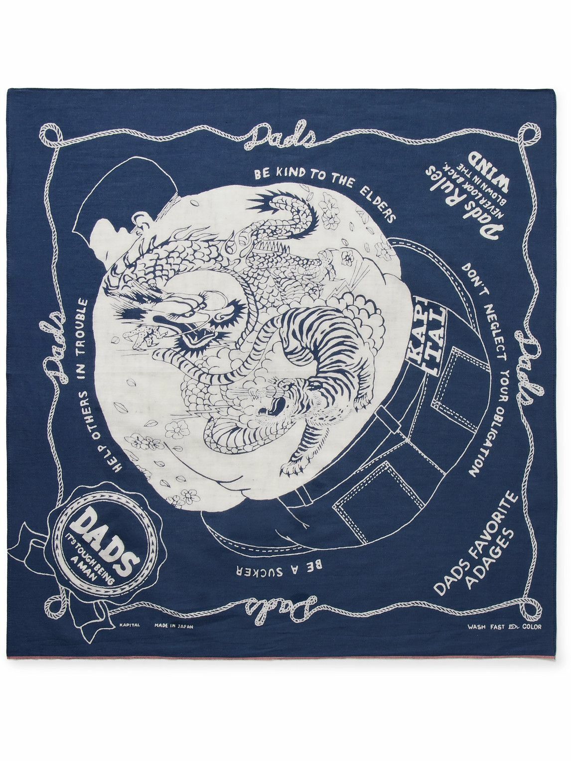 Kapital Capital Fast Color Bandana – Skull & Flower Navy – 100% Cotton EK-1367BAA