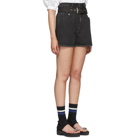 3.1 Phillip Lim Black Denim Belted Paper Bag Shorts