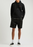 Ami Paris Logo Hooded Stretch-cotton Sweatshirt Black