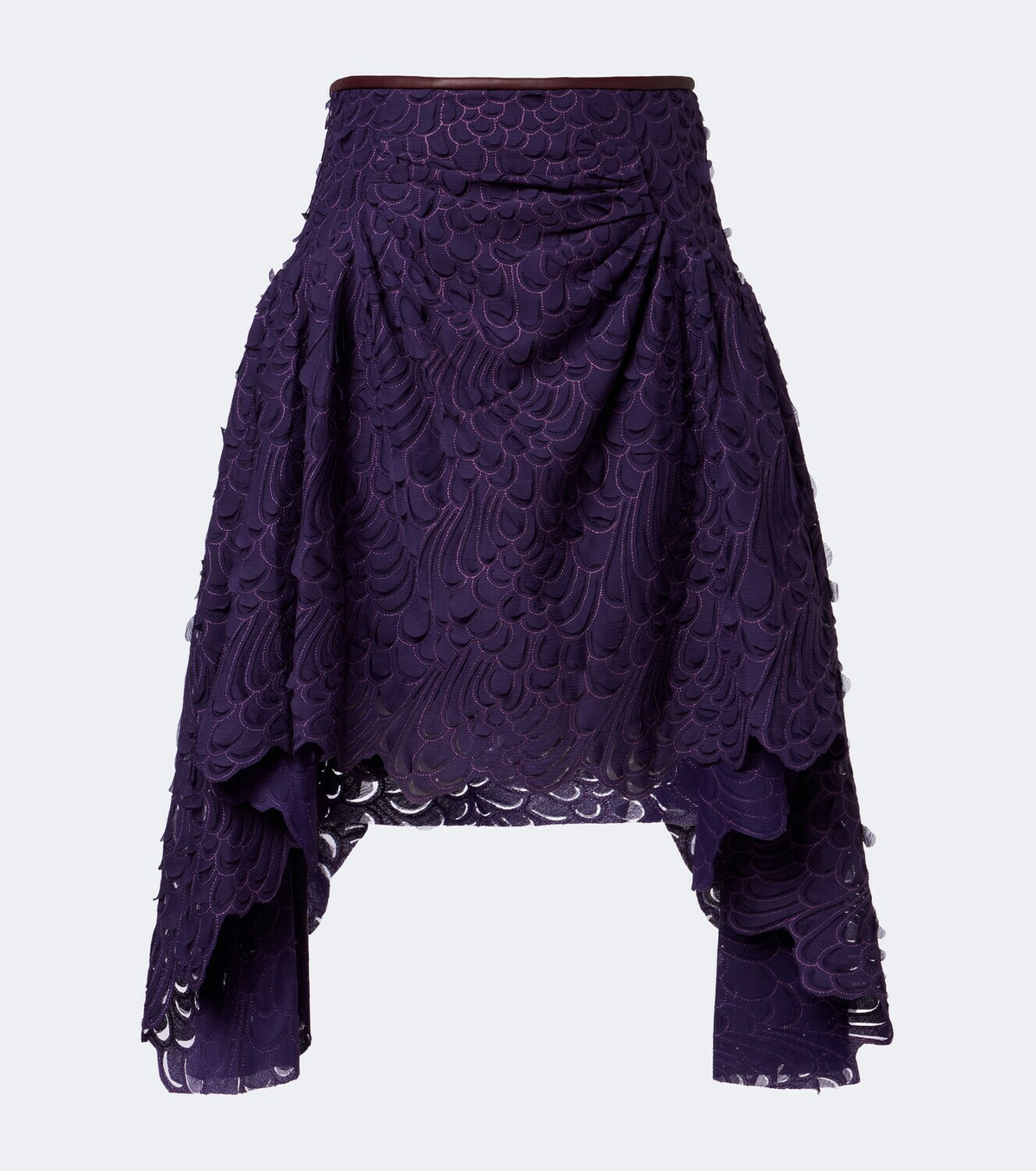 Jacques Wei Ruched leather-trimmed miniskirt