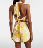 Cala de la Cruz Ivy printed halterneck linen crop top