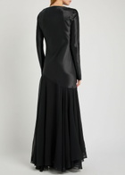 Tove Cordelia Asymmetric Silk Maxi Dress Black