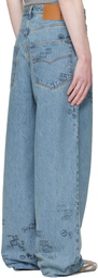 VETEMENTS Blue Passport Stamps Jeans