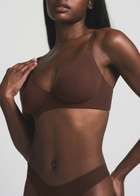 Skims Unlined Stretch-jersey Demi bra Brown
