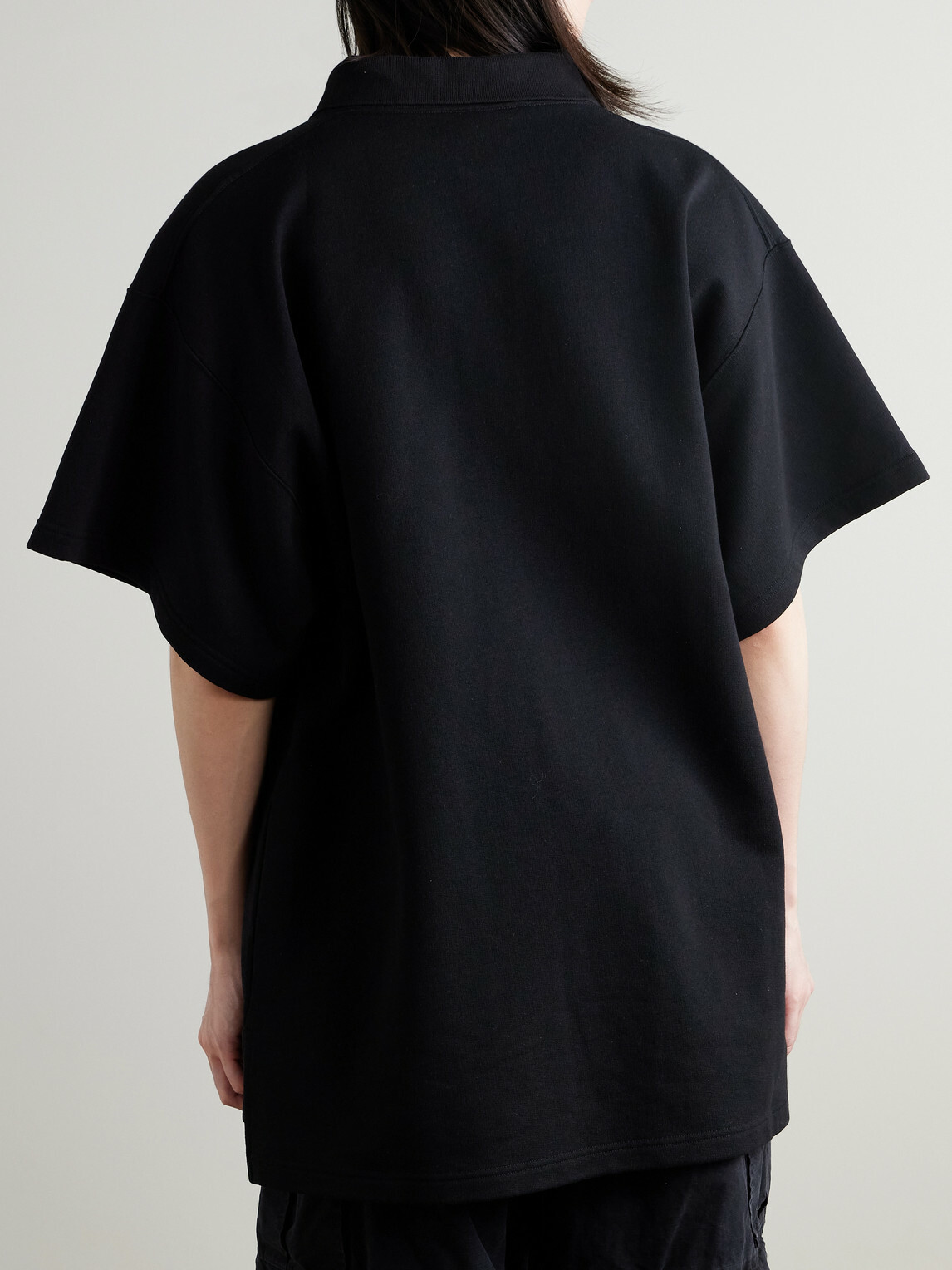 Balenciaga - Oversized Logo-Embroidered Cotton Polo Shirt - Black