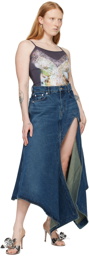 Y/Project Blue Cut Out Denim Midi Skirt