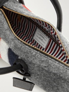 THOM BROWNE - Hector Full-Grain Leather-Trimmed Boiled-Wool Tote Bag