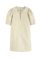 Ganni Metallic Cloqué Mini Dress Gold