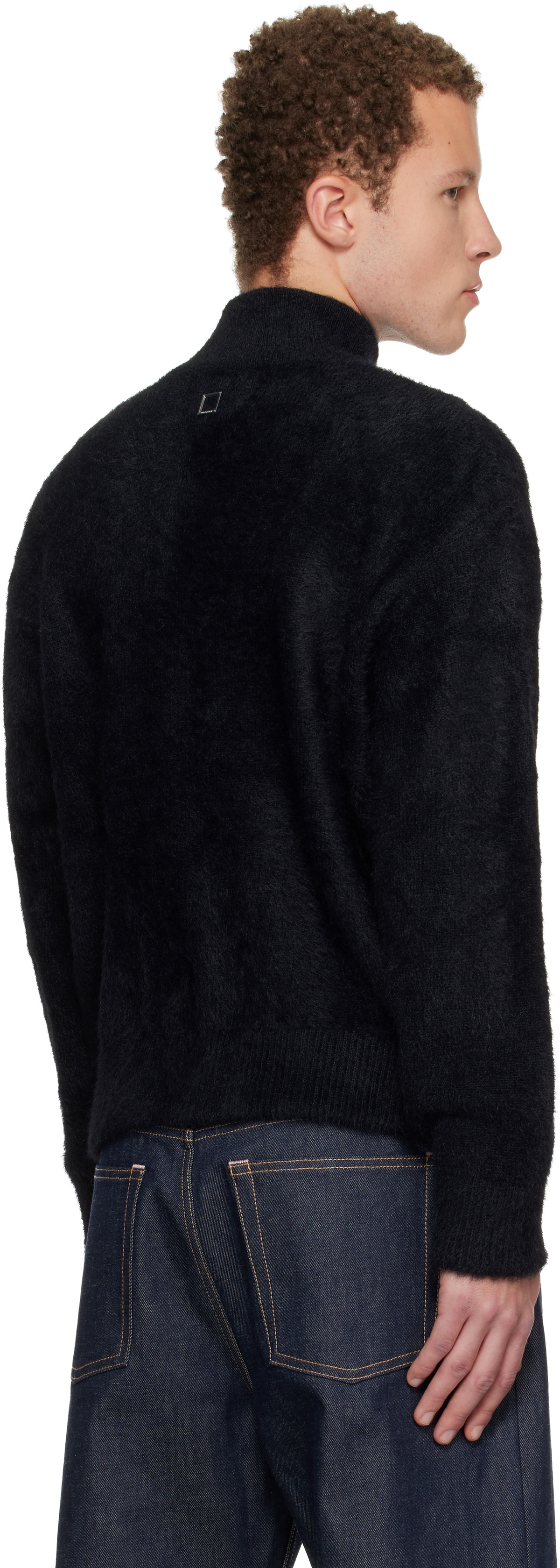 WOOYOUNGMI Black Hairy Zip-up Sweater