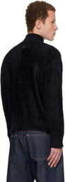 WOOYOUNGMI Black Hairy Zip-up Sweater