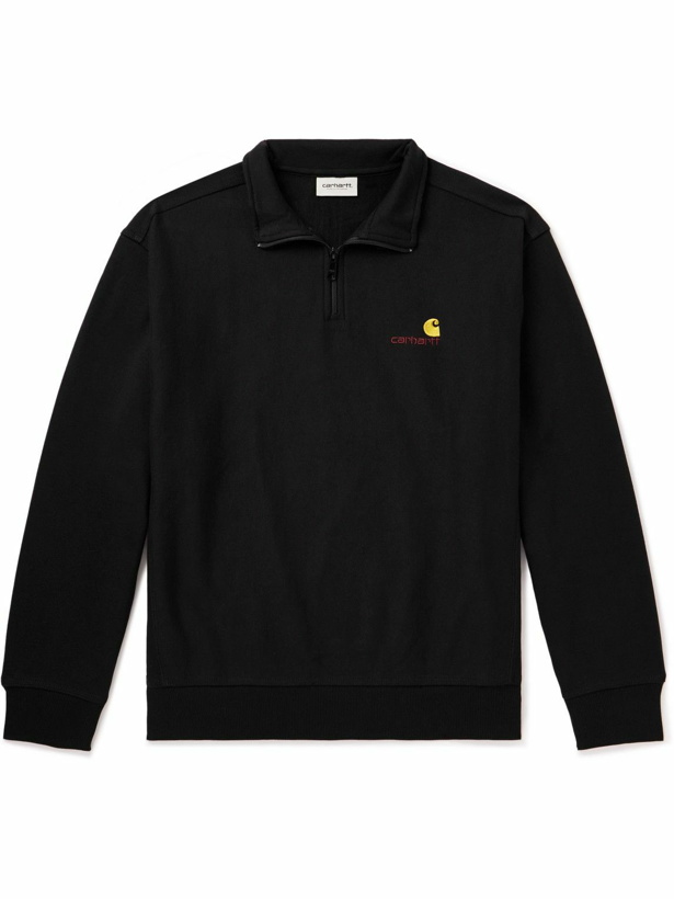Photo: Carhartt WIP - American Script Cotton-Blend Jersey Half-Zip Sweatshirt - Black
