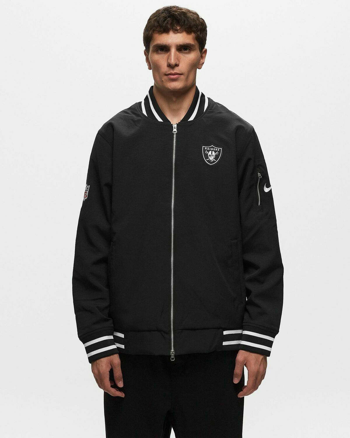 Nike Nfl Las Vegas Raiders Nike Coach Bomber Jacket Black Mens Bomber Jackets College Jackets