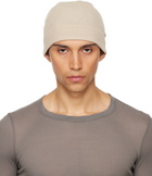 Rick Owens Beige Temple Ribbed Beanie