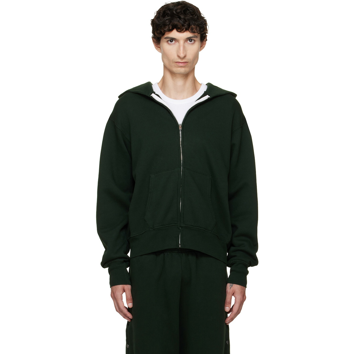 Les Tien Green Heavyweight Zip Hoodie