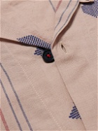Kardo - Ayo Convertible-Collar Embroidered Striped Cotton Shirt - Pink