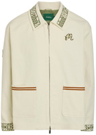 Malbon Harvets Embroidered Stretch-denim Jacket Cream