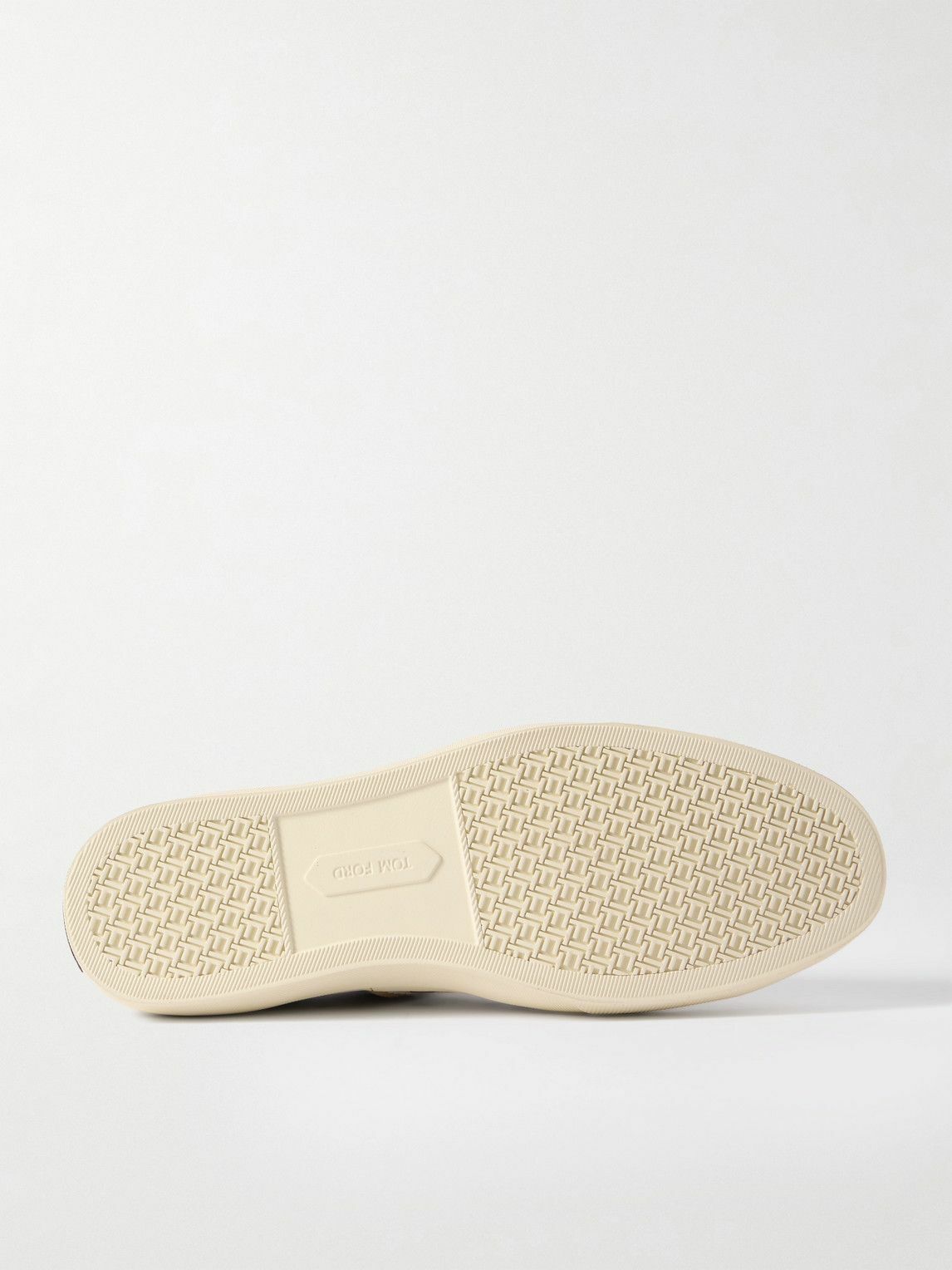 スニーカー Tom Ford Smooth leather sneakers Beige TOM FORD - Cambridge Leather-Trimmed Suede Sneakers