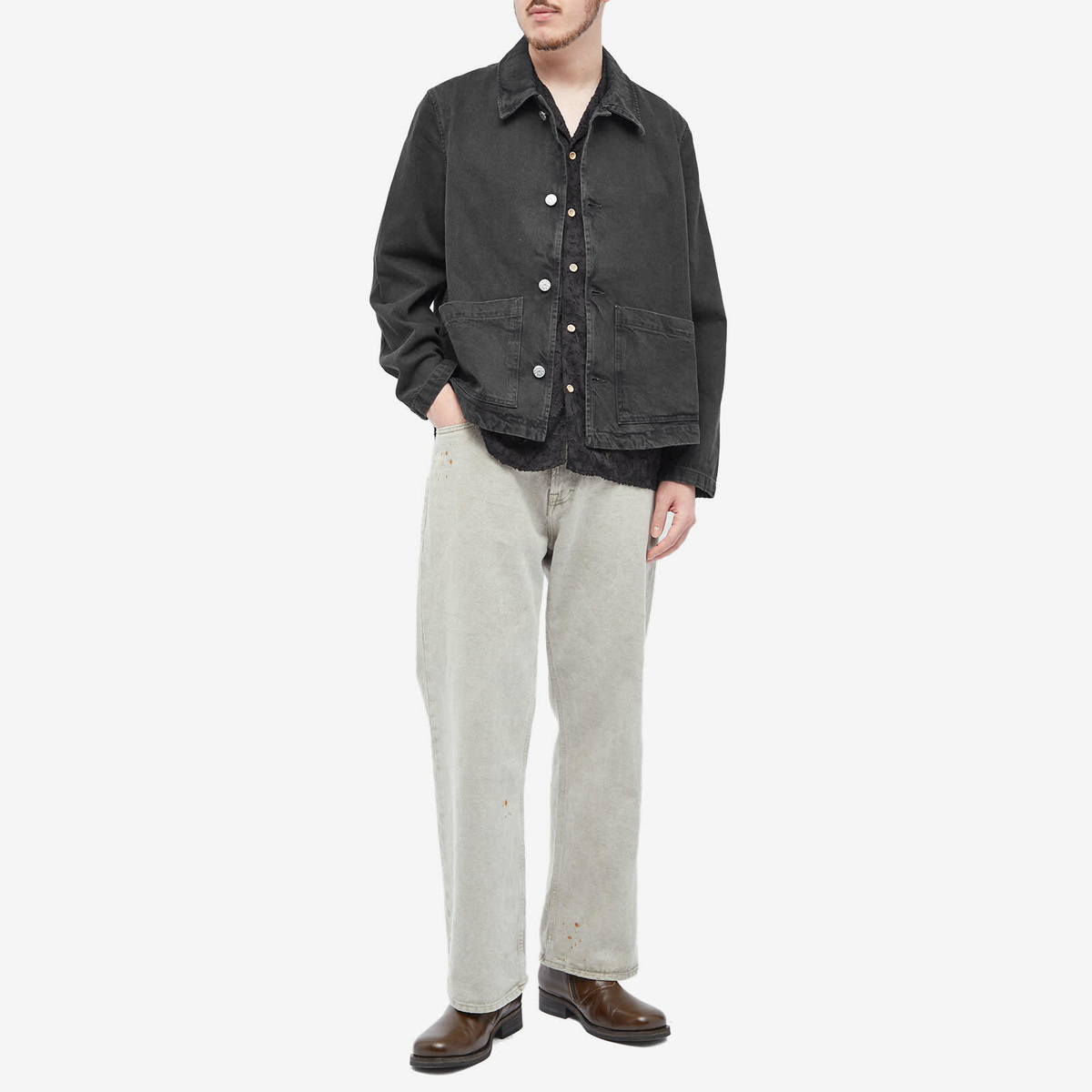 sunflower デニムジャケット　worker jacket Sunflower Men's Denim Worker Jacket in Black Sunflower