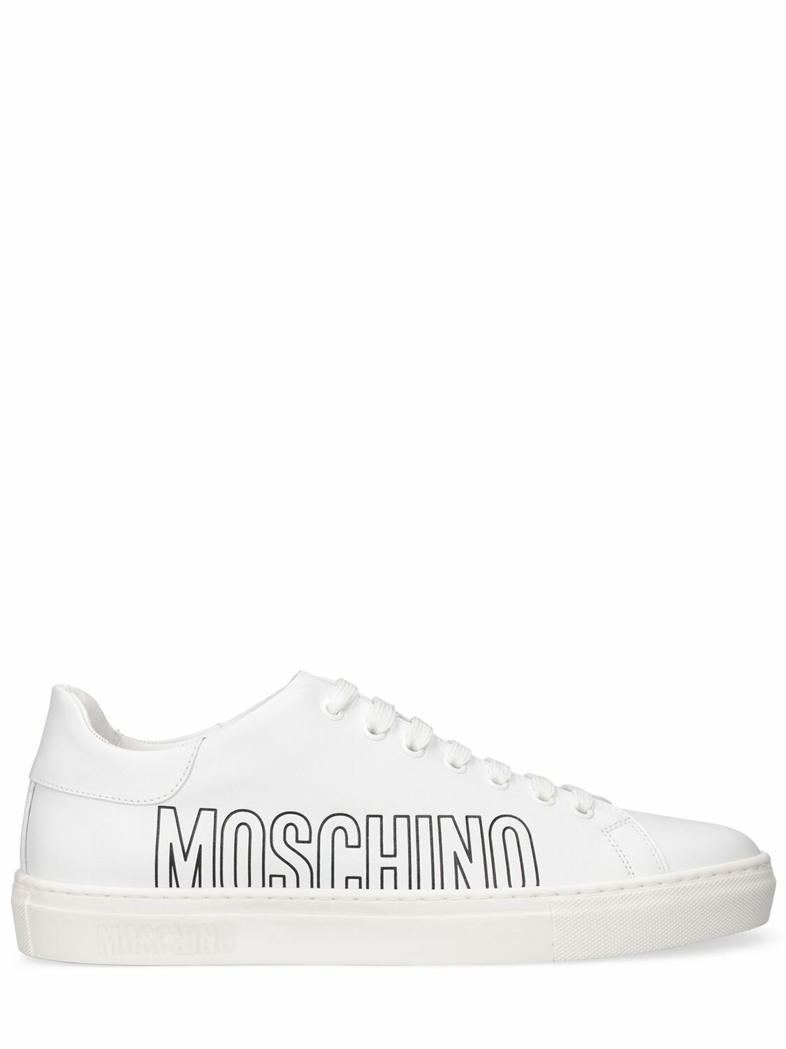 Photo: MOSCHINO - Logo Print Leather Sneakers