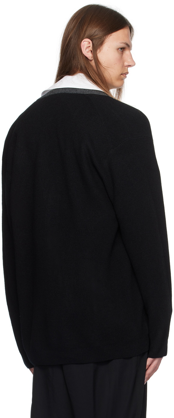 Y's For Men Black Color Blocking Cardigan