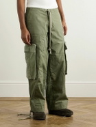 Greg Lauren - Wide-Leg Patchwork Cotton-Canvas Drawstring Cargo Trousers - Green
