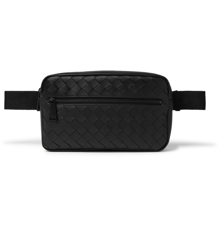 Photo: Bottega Veneta - Canvas-Trimmed Intrecciato Leather Belt Bag - Black