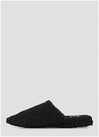 Logo Tab Shearling Slippers in Black