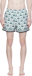 Casablanca Green & White Heart Monogram Swim Shorts