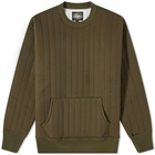 The Real McCoy's Men's Quilted Crew Sweat in Olive