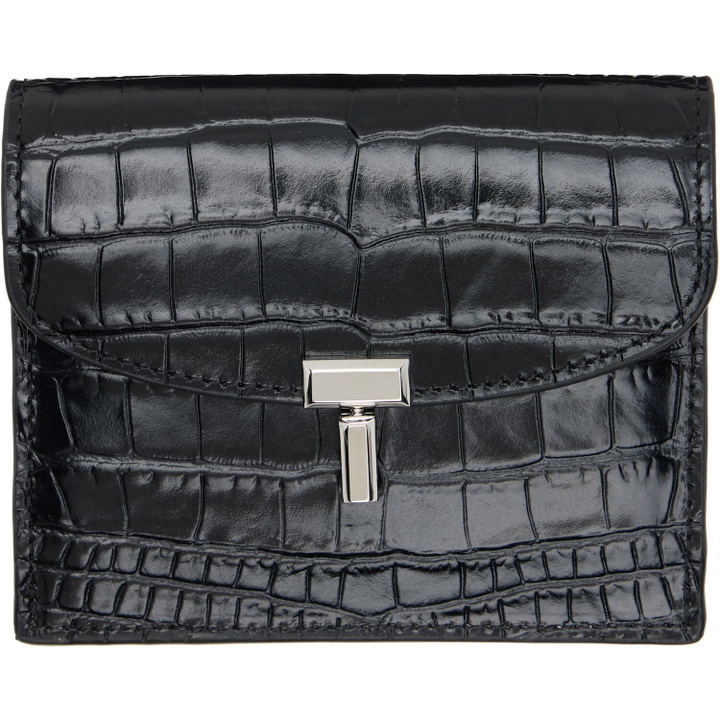 Photo: TOTEME Black T-Lock Croco-Embossed Card Holder