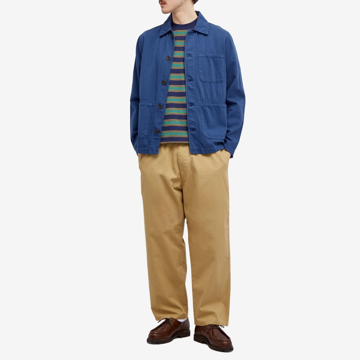 Danton Men's Stripe Pocket T-Shirt in Navy/Light Green