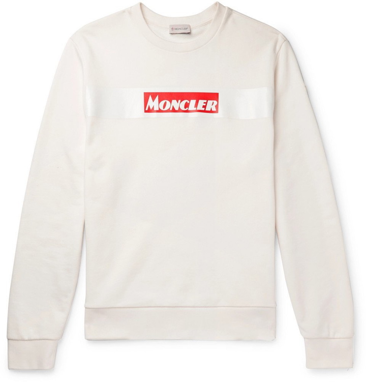 Photo: Moncler - Logo-Print Cotton-Jersey Sweatshirt - Off-white
