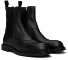 Emporio Armani Black Grained Leather Chelsea Boots