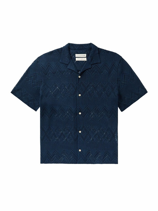 Photo: A Kind Of Guise - Gioia Camp-Collar Crocheted Cotton Shirt - Blue