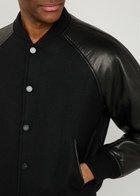 Givenchy Logo-appliquéd Leather and Wool Bomber Jacket Black