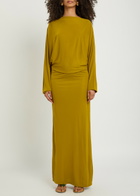 DE LA Vali Devana Open Back Jersey Maxi Dress Gold