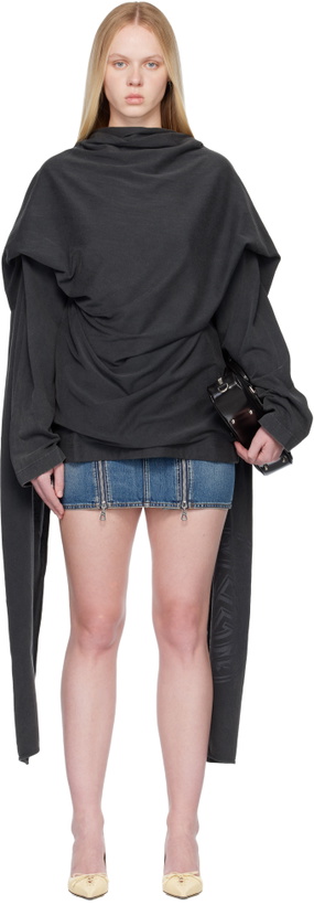 Photo: Jean Paul Gaultier Black Integrated Scarf Laurier Stamp T-Shirt