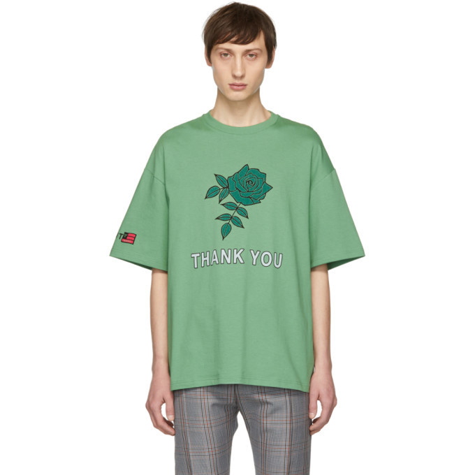 Lanvin Green Oversized Thank You Rose T-Shirt Lanvin