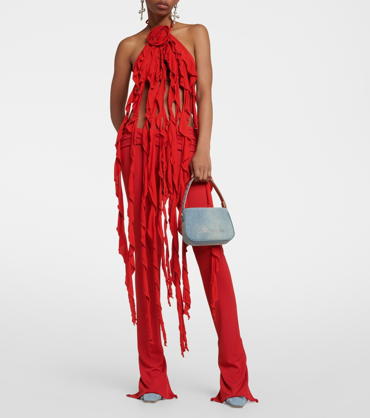 Blumarine - Embellished denim shoulder bag